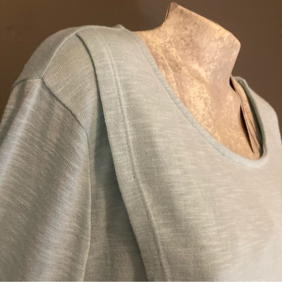 Weekends by Chico's Size 2 Scoop Neck Pullover Top Light Aqua Relaxed Fit Shirt - Picture 5 of 11